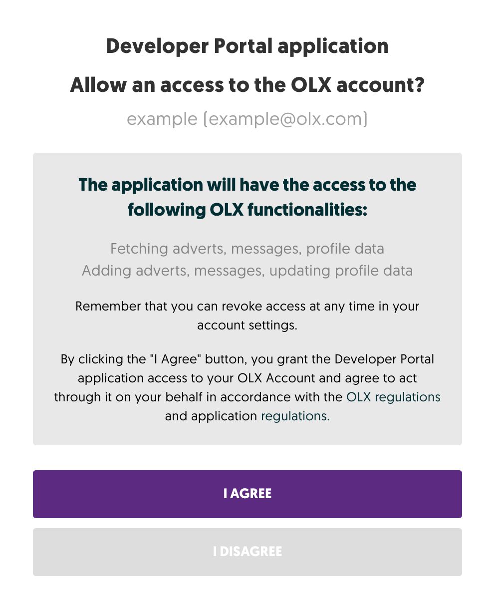 Connecting to the OLX account